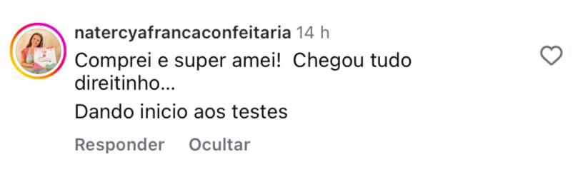 Print de depoimento de aluna do curso de bolos caseirinhos decorados