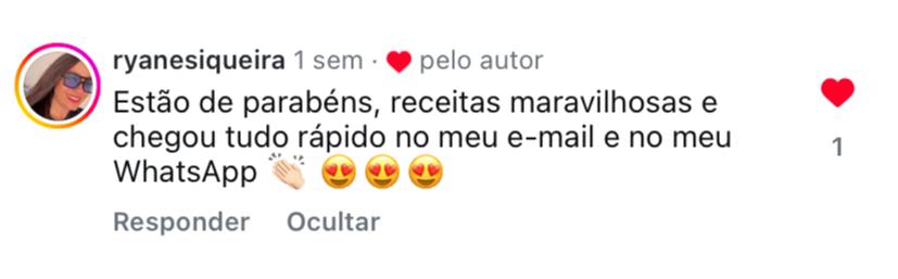 Print de depoimento de aluna do curso de bolos caseirinhos decorados