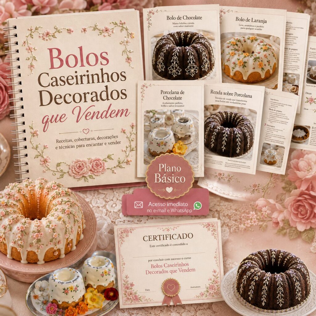 Mockup do plano básico do curso de bolos caseirinhos decorados